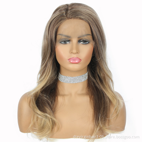 DTL Cosplay 22 inch long Wavy Synthetic Lace Front Wig Right Part For Woman Heat Resistance Synthetic Wigs Lace Front